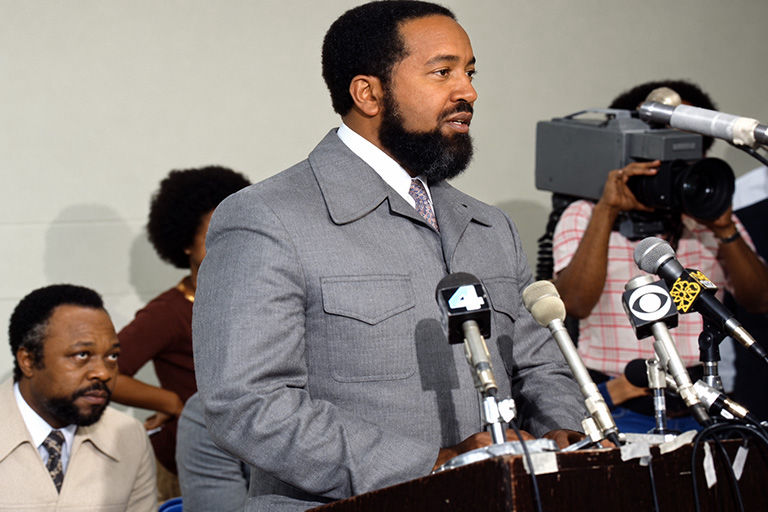 Photo - Minister Wallace Muhammad holds first press conference in 1976